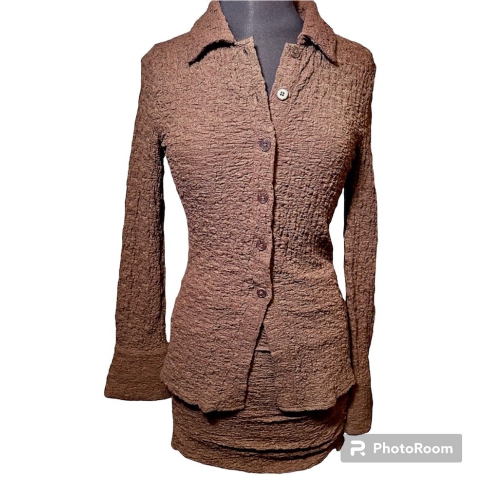 NWT Forever 21 size medium chocolate brown top/ miniskirt set